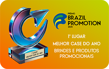 Selo Prêmio Brazil Promotion 2025 | 1º lugar melhor case do ano brindes e produtos promocionais