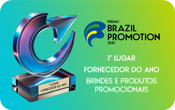 Selo Prêmio Brazil Promotion 2025 | 1º lugar fornecedor do ano brindes e produtos promocionais