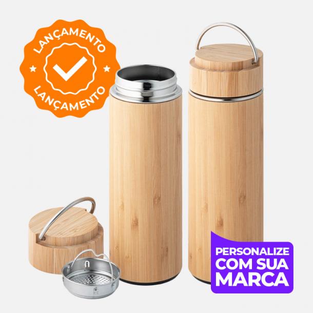 Squeeze Squeeze em bambu e aço inox personalizada