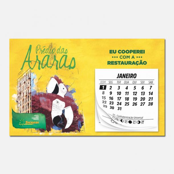 Ímã com Bloco Calendário Sobreposto